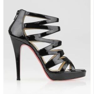 Christian Louboutin Fernando 120 Caged Sandals Authentic Black Patent Leather